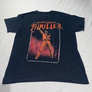 Michael Jackson Thriller Graphic T-Shirt Black Short Sleeve Music Merch Tee